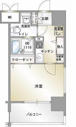 エンクレスト 香椎(1K/2階)の間取り写真