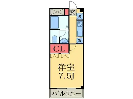 ラ・カーサおゆみII(1K/2階)の間取り写真