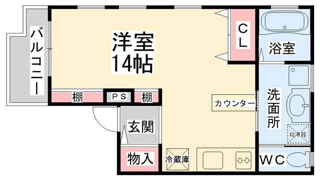 ソフィエルIV(ワンルーム/1階)の間取り写真