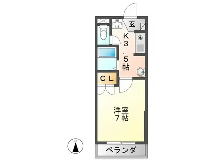 ウイングハイツ(1K/1階)の間取り写真