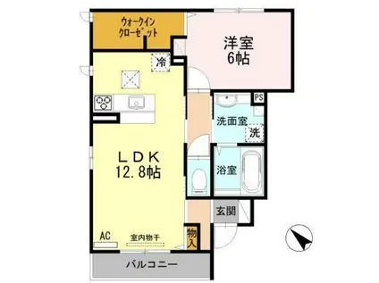 コーポにほじま(1LDK/1階)の間取り写真