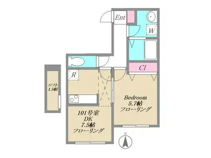 オレンジコーポI(1DK/1階)の間取り写真