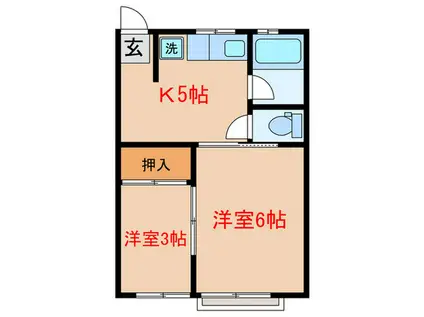 桜道コーポ(2K/2階)の間取り写真