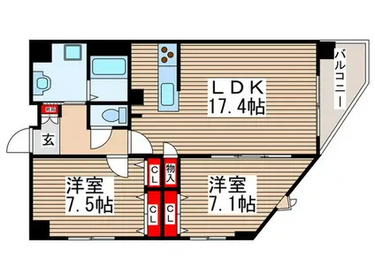 ホビアル・フェンテ(2LDK/4階)の間取り写真