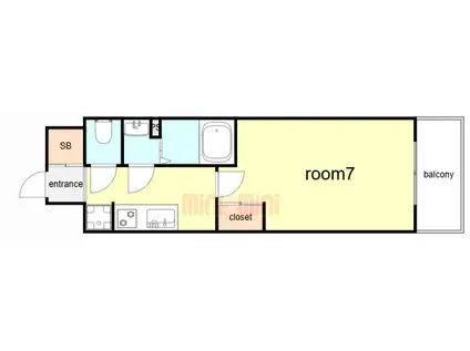 GENOVIA神戸湊川公園(1K/14階)の間取り写真