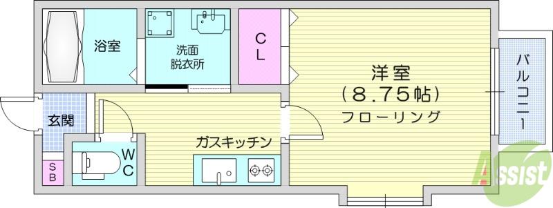 メゾンブランシェ(1K/2階)の間取り写真