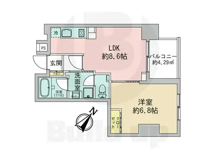 美竹コート(1LDK/8階)の間取り写真