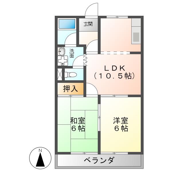 アーバンコーポ(2LDK/2階)の間取り写真