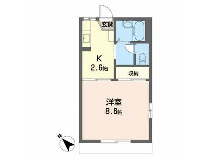 エスポワール八幡I・II(1K/1階)の間取り写真