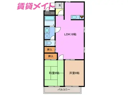 セピアガーデン山城(2LDK/1階)の間取り写真