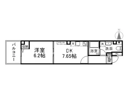MORE 河原町(1DK/1階)の間取り写真