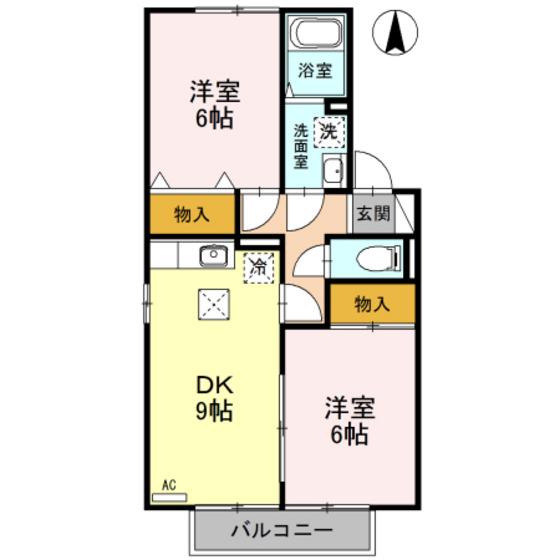 御料所ガーデン(2DK/1階)の間取り写真