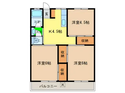 ハニーハイツ(3DK/3階)の間取り写真