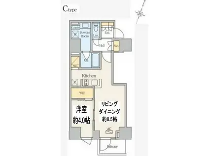 ANIMO UDAGAWA(1LDK/12階)の間取り写真