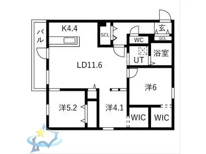 TS COURT ウエスト13(3LDK/2階)の間取り写真