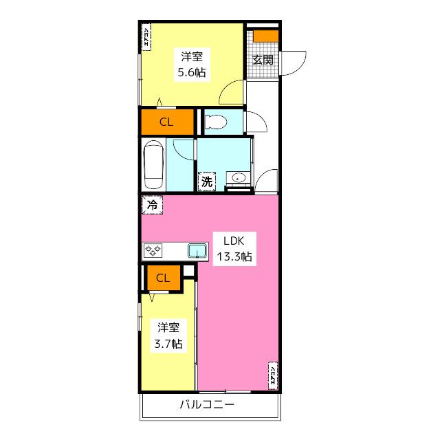 D-ROOM半道橋(2LDK/1階)の間取り写真
