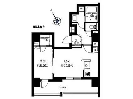 三越前  高層階 1LDK 更新可(1LDK/10階)の間取り写真