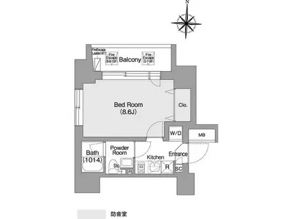 コンフォリア・リヴ森下MUTIO(1K/4階)の間取り写真