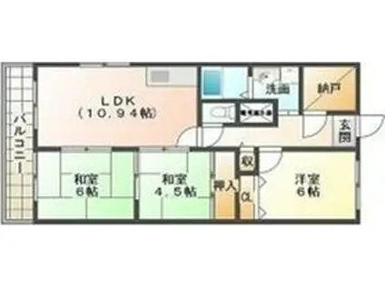 マリンハイム塩屋(3LDK/2階)の間取り写真