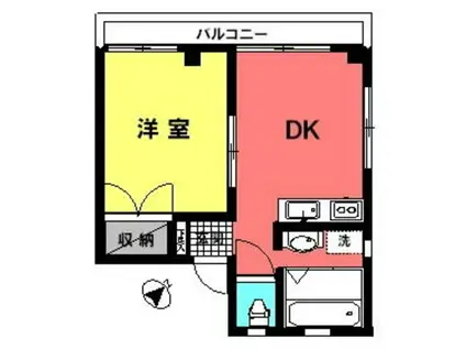 SKハイツ(1DK/3階)の間取り写真