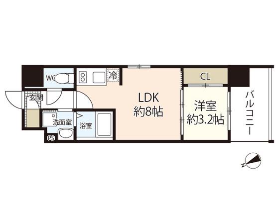ウェンディ光町(1LDK/2階)の間取り写真