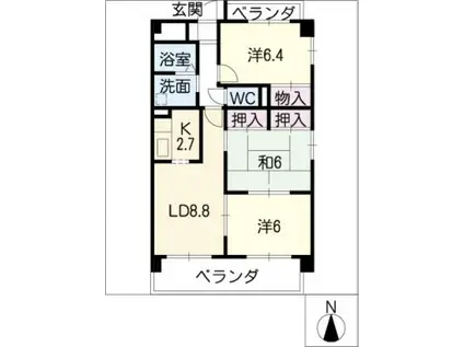 グロリアスST(3LDK/2階)の間取り写真