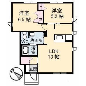 ヒルリッジ(2LDK/1階)の間取り写真