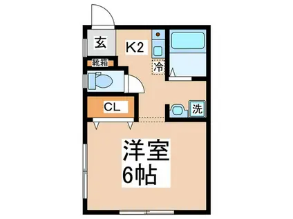 二見ビル(1K/1階)の間取り写真