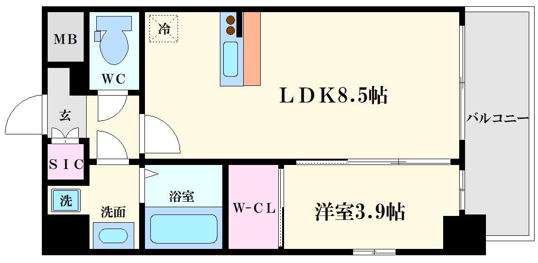 エスリードレジデンス梅田マークス(1LDK/7階)の間取り写真