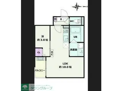 JACK ATSUTAKOSHINII(1LDK/3階)の間取り写真