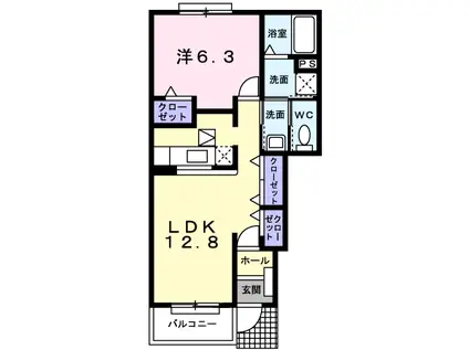 ベル・グランツI(1LDK/1階)の間取り写真