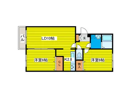 羊ケ丘MS(2LDK/3階)の間取り写真