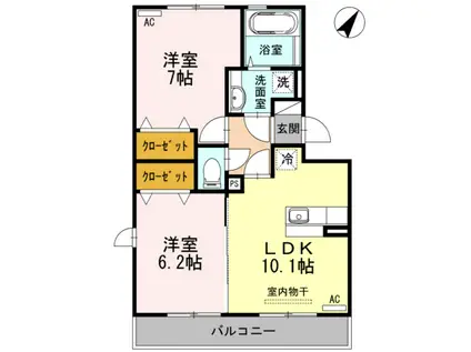 セントラルタウンA棟(2LDK/2階)の間取り写真