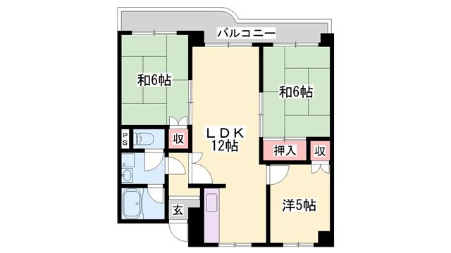 ブエナビスタ姫路青山ウエスト(3LDK/4階)の間取り写真