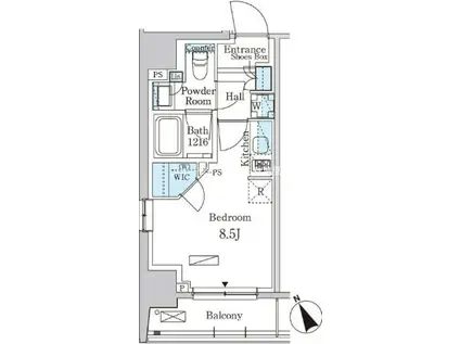 パークアクシス日本橋茅場町ステーションゲート(ワンルーム/6階)の間取り写真
