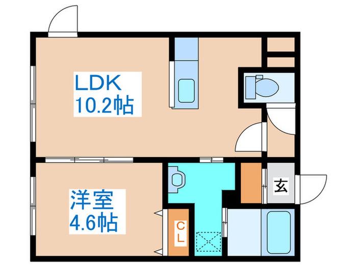 GRANDUKE永山公園通(1LDK/2階)の間取り写真