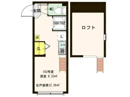 PARTIRE NAKANO(ワンルーム/1階)の間取り写真