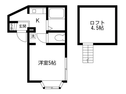 ネストリバーサイドキタガワ(1K/2階)の間取り写真