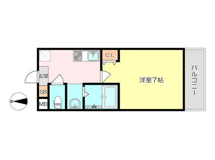 AILE南塚口V(1K/1階)の間取り写真