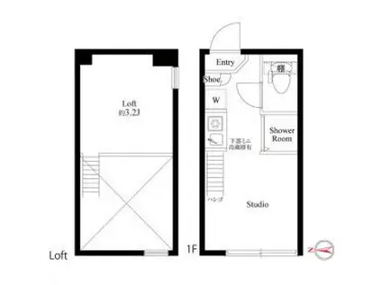 スフレS(ワンルーム/1階)の間取り写真