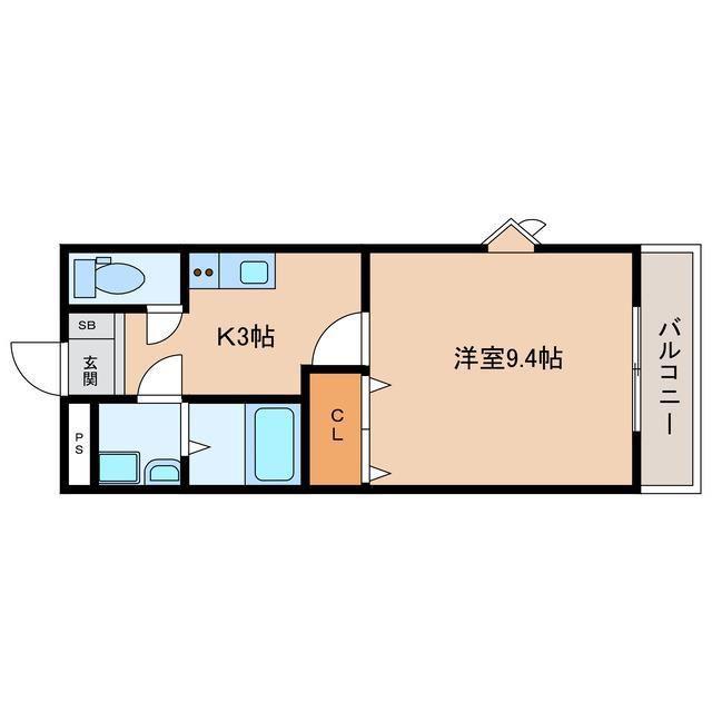 RIVER しらさぎ(1K/1階)の間取り写真