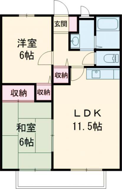 オレンジハイツA棟(2LDK/2階)の間取り写真