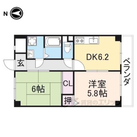 Mプラザ楠根参番館(2DK/9階)の間取り写真