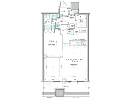 パークタワー勝どき サウス棟(1LDK/14階)の間取り写真