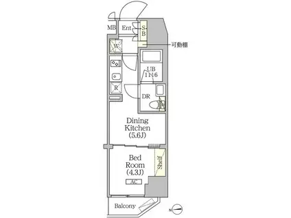 クラリティア浅草橋(1DK/15階)の間取り写真