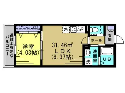 NEW MAISON南流山(1LDK/1階)の間取り写真