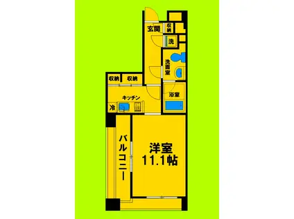 レジディア江坂(ワンルーム/13階)の間取り写真