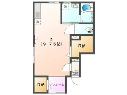 VILLA COURT CARROT寺町(ワンルーム/1階)の間取り写真