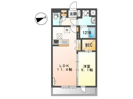 カーサ クラージュ(1LDK/1階)の間取り写真
