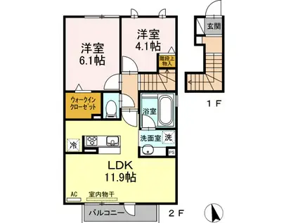 パストラルA棟(2LDK/2階)の間取り写真